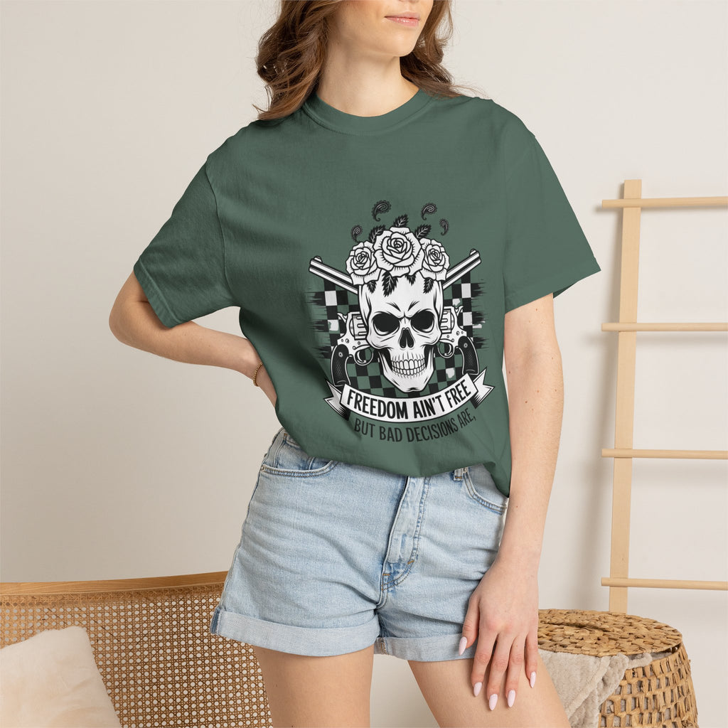 Skull & Roses T‑Shirt — "Freedom Ain't Free" Graphic Tee