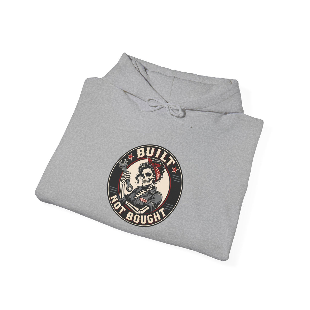 Built Not Bought Hoodie | Skeleton Mechanic Garage Badge
