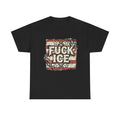 Graphic Tee — "FUCK ICE" Distressed American Flag Protest T‑Shirt