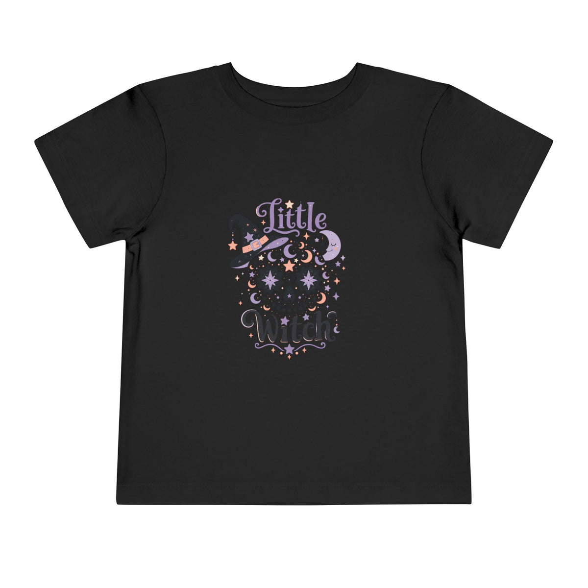 Toddler Tee — "Little Witch" Halloween Skull Hat Graphic