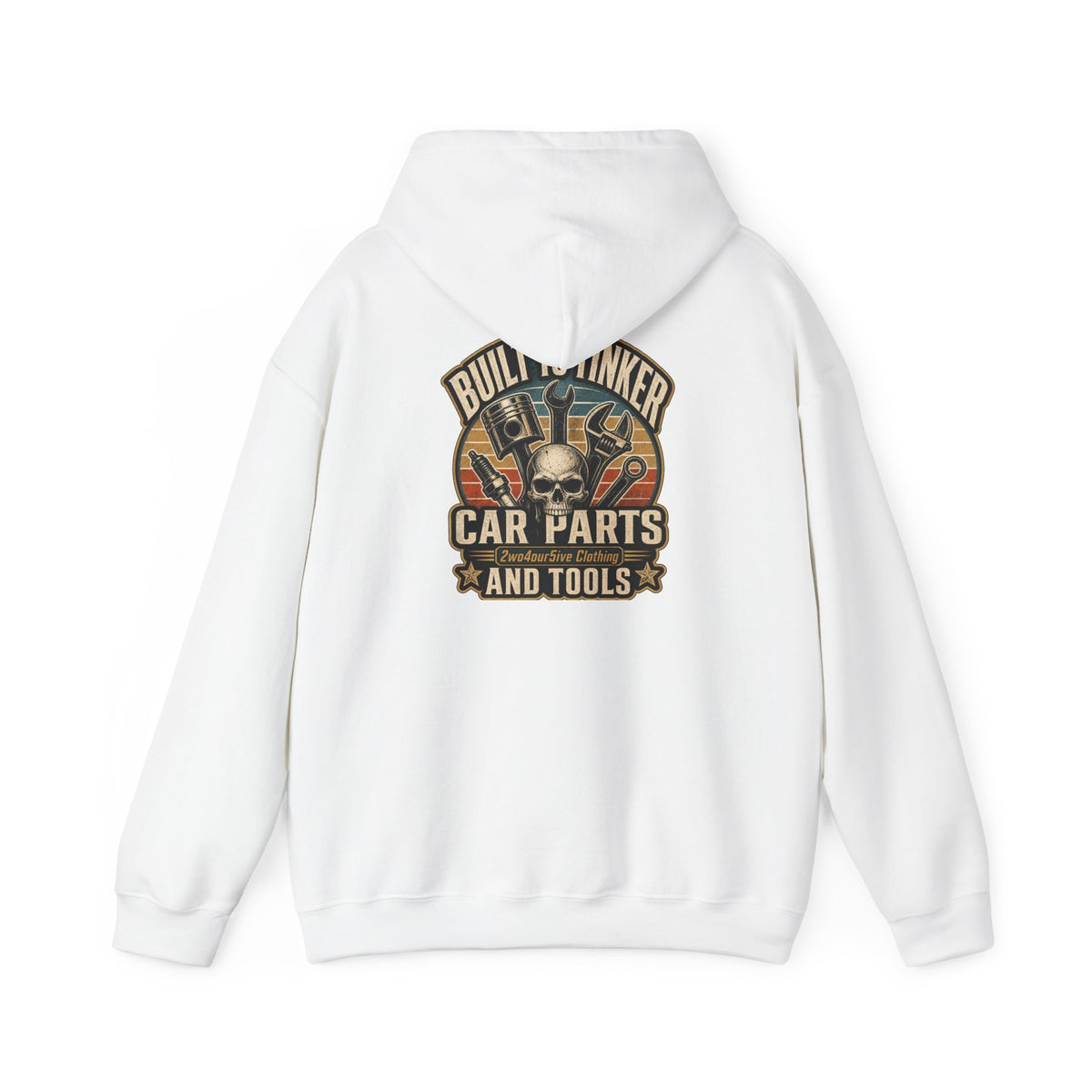 Mechanic Hoodie — "Built by a Thinker" Car Parts & Tools Skull Garage Pullover