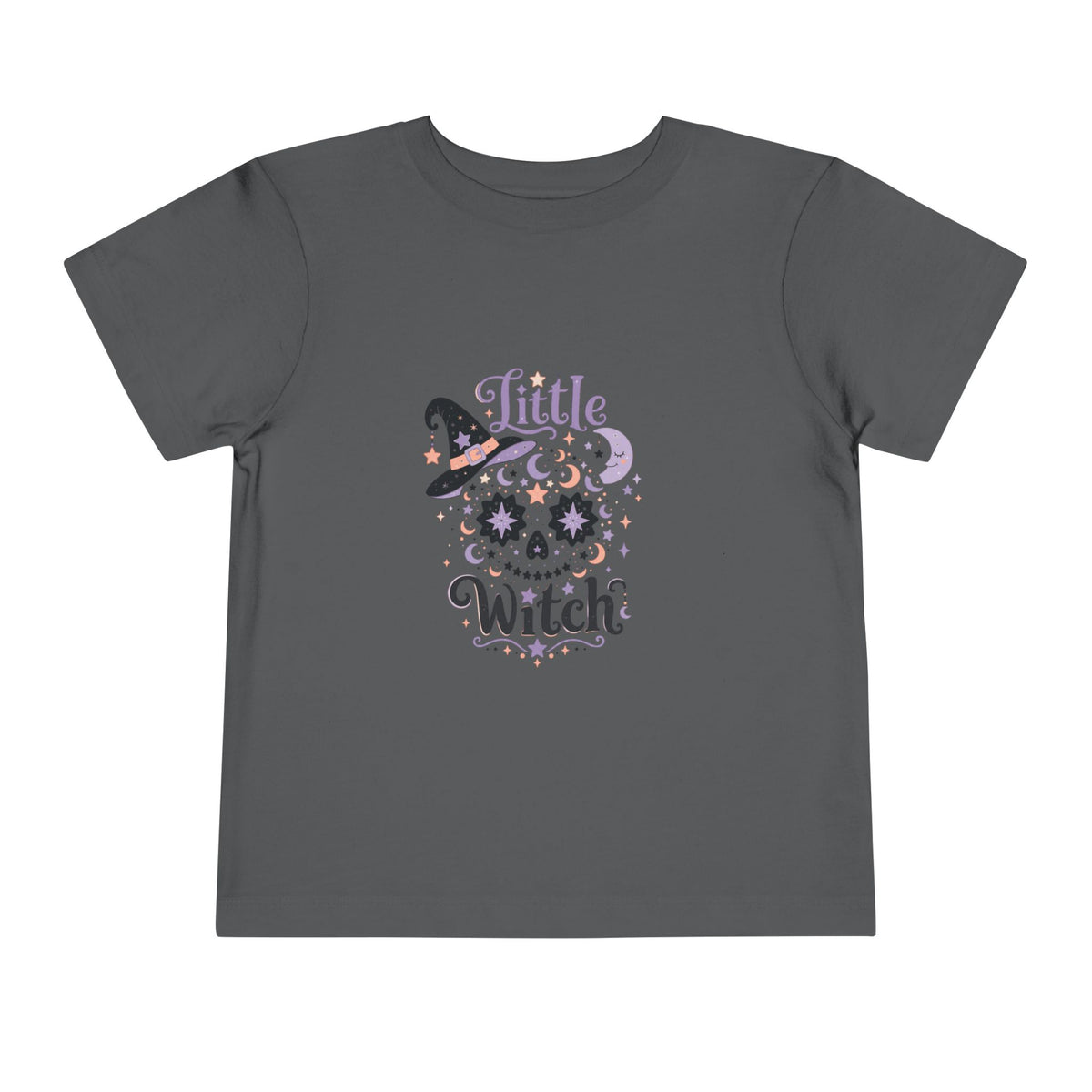 Toddler Tee — "Little Witch" Halloween Skull Hat Graphic