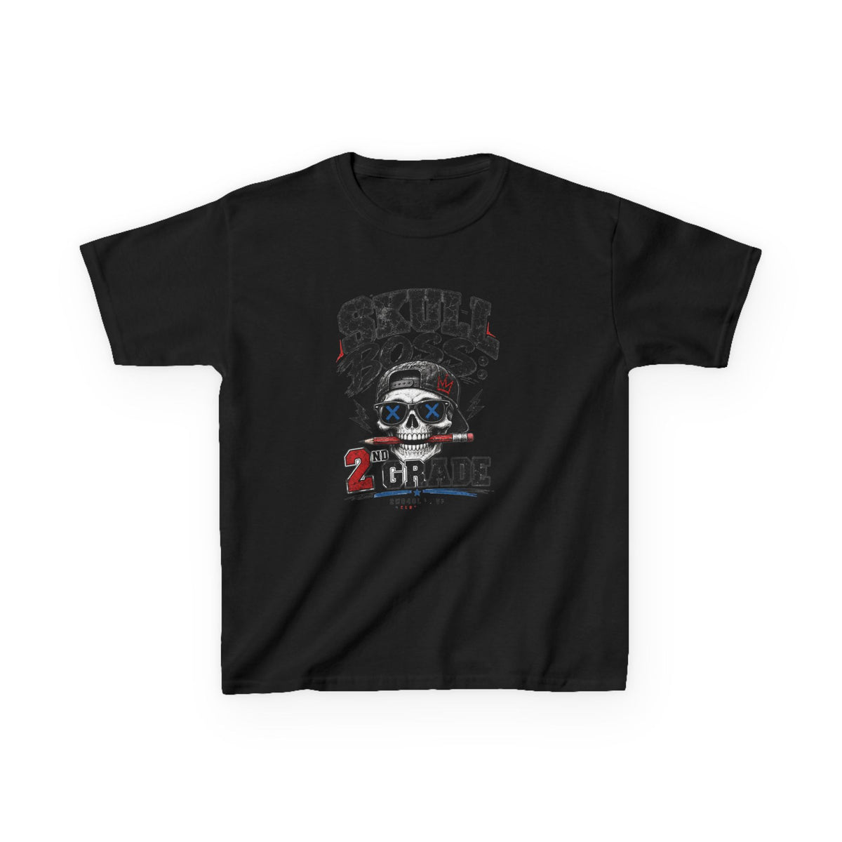 Kids Tee — "Skull Boss 2nd Grade" Back-to-School Graphic Shirt