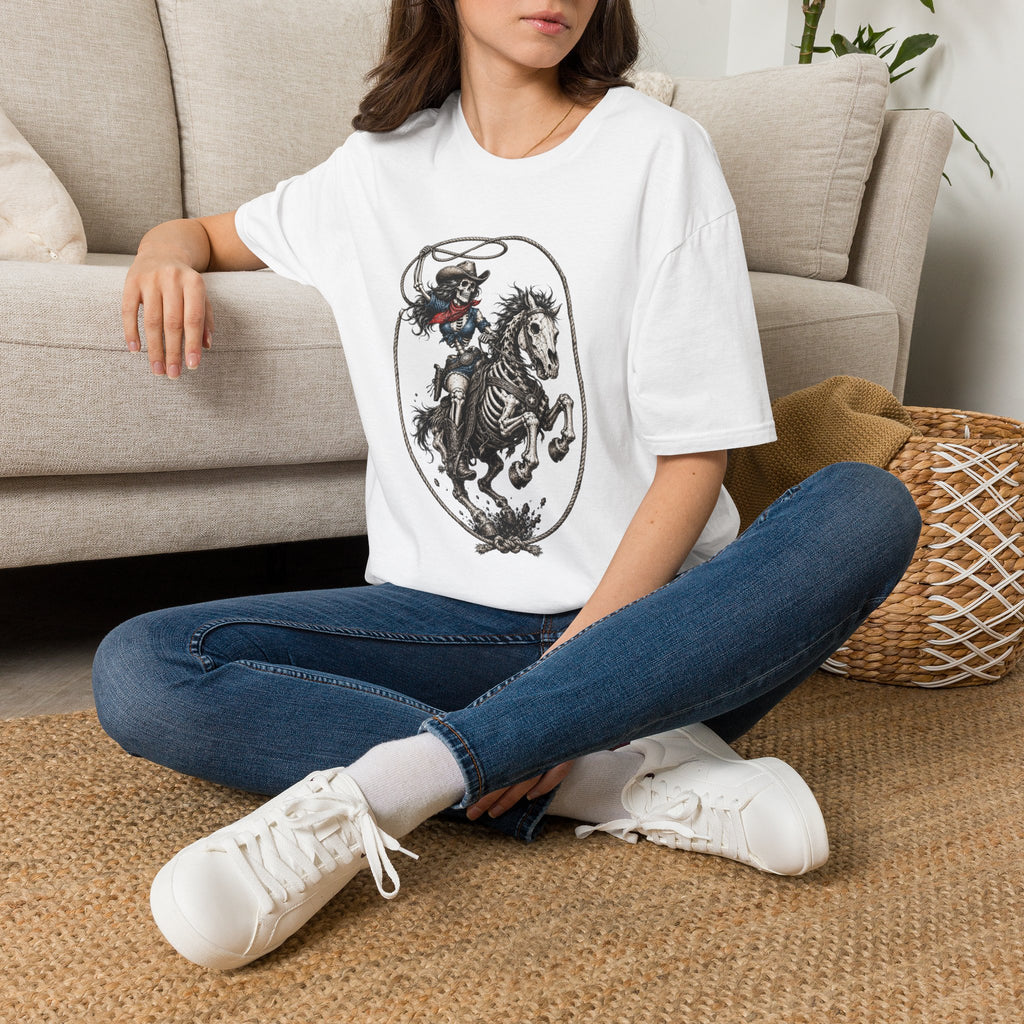 Skeleton Cowboy Riding Horse T-Shirt — Western Gothic Rodeo Tee