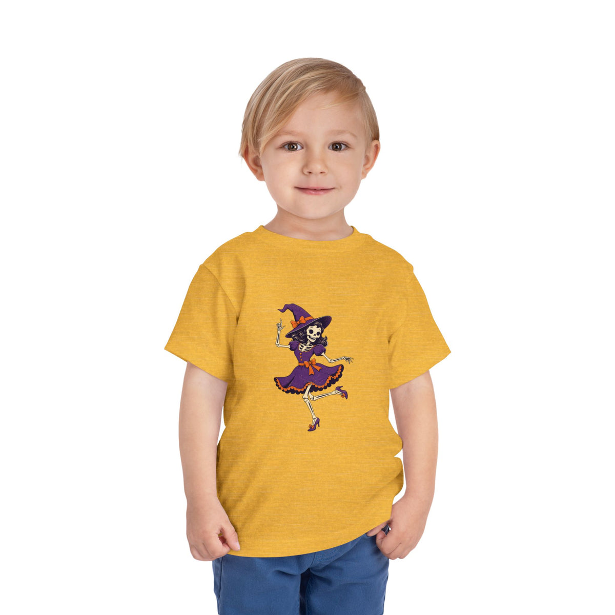 Toddler Witch Skeleton Tee — Cute Dancing Skeleton Halloween Shirt for Kids