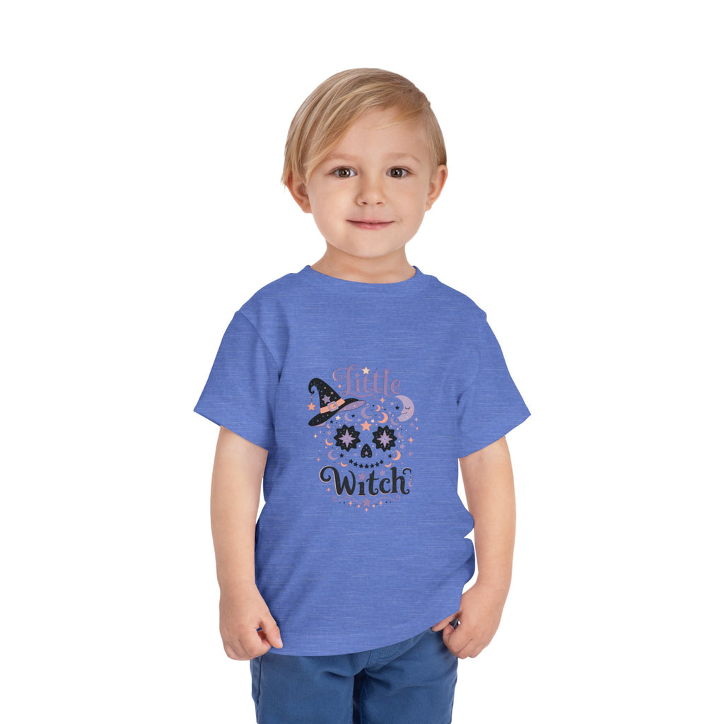 Toddler Tee — "Little Witch" Halloween Skull Hat Graphic