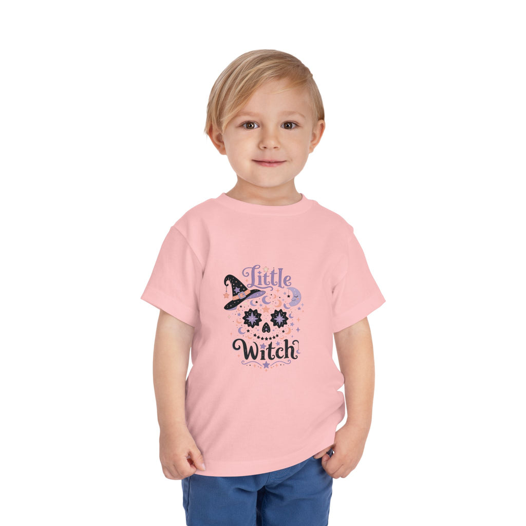Toddler Tee — "Little Witch" Halloween Skull Hat Graphic