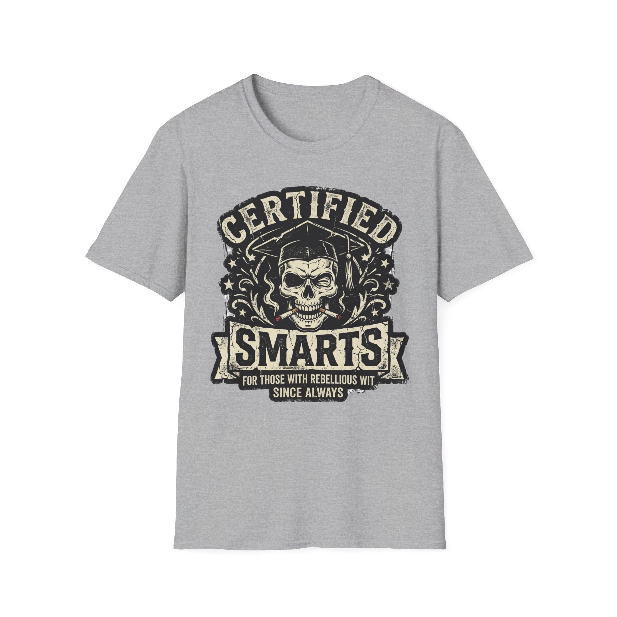 Certified Smarts Skull T-Shirt – Funny Rebel Geek Graphic Tee