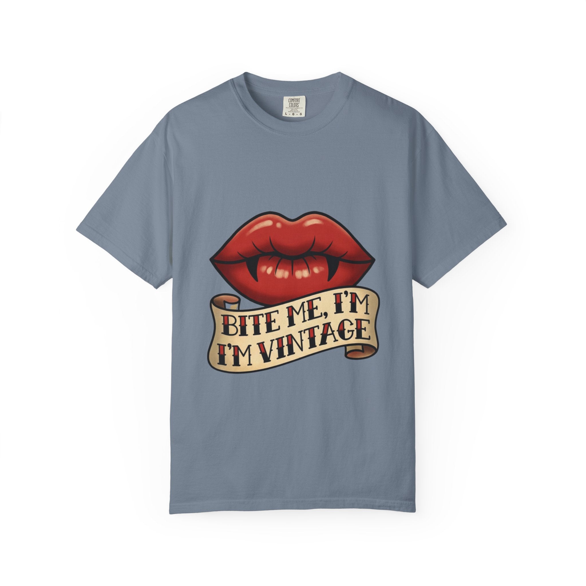 Vintage Tattoo Lips T-Shirt — "Bite Me, I'm Vintage" Graphic Tee