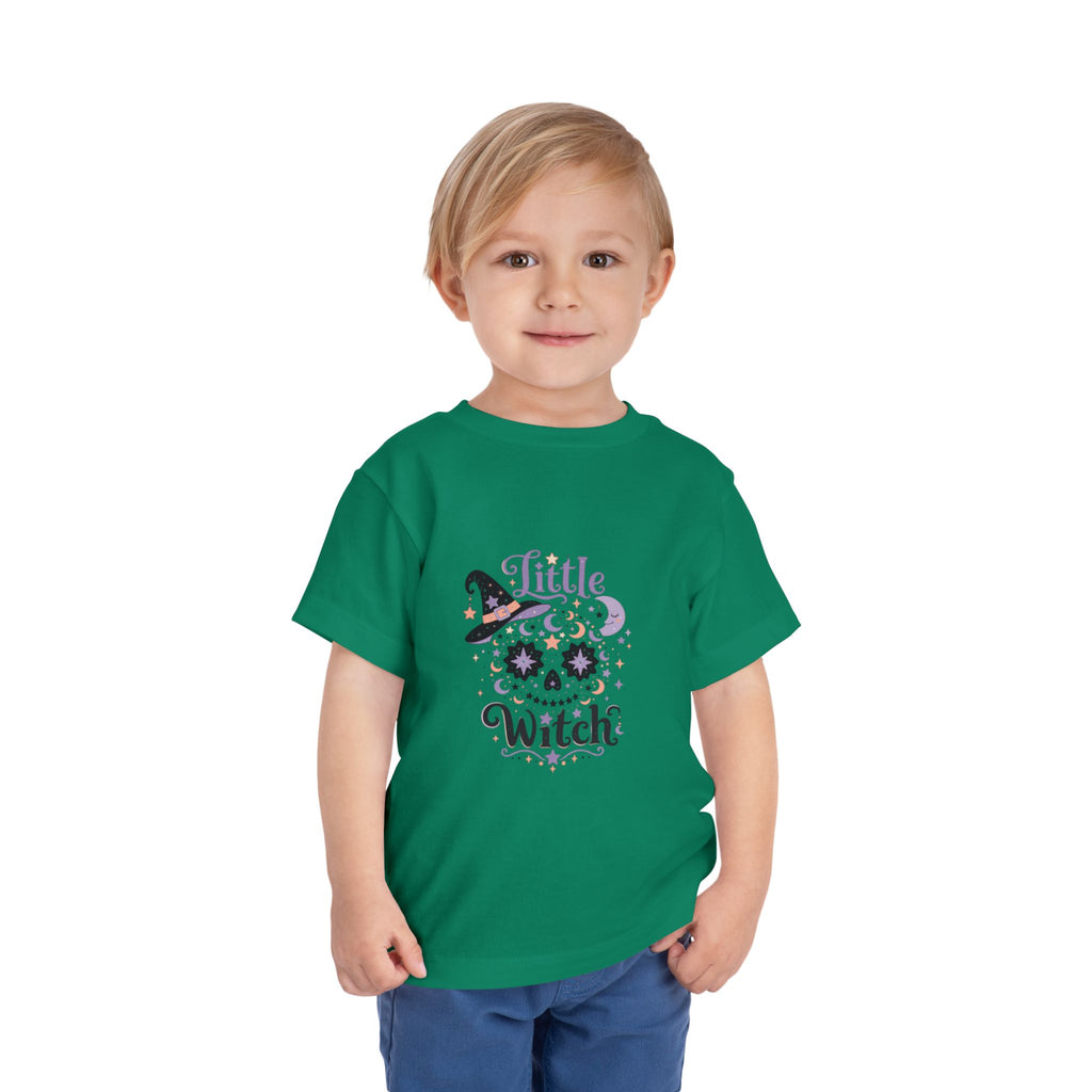 Toddler Tee — "Little Witch" Halloween Skull Hat Graphic