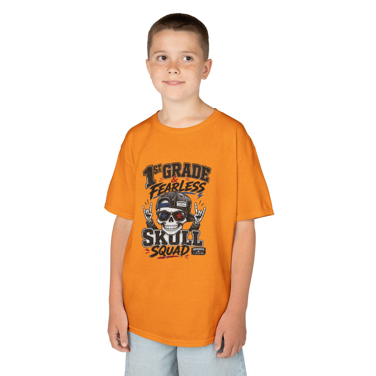 Kids Skull Squad T‑Shirt – 1st Grade Fearless Design