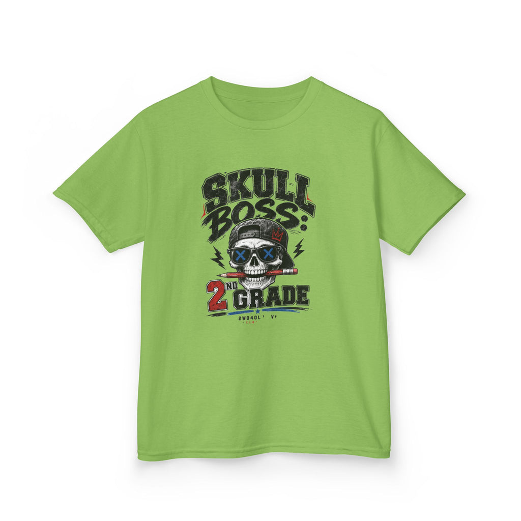 Kids Tee — "Skull Boss 2nd Grade" Back-to-School Graphic Shirt