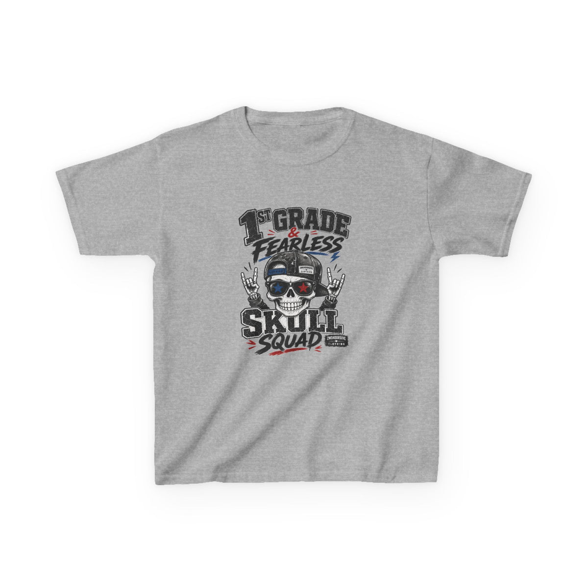 Kids Skull Squad T‑Shirt – 1st Grade Fearless Design