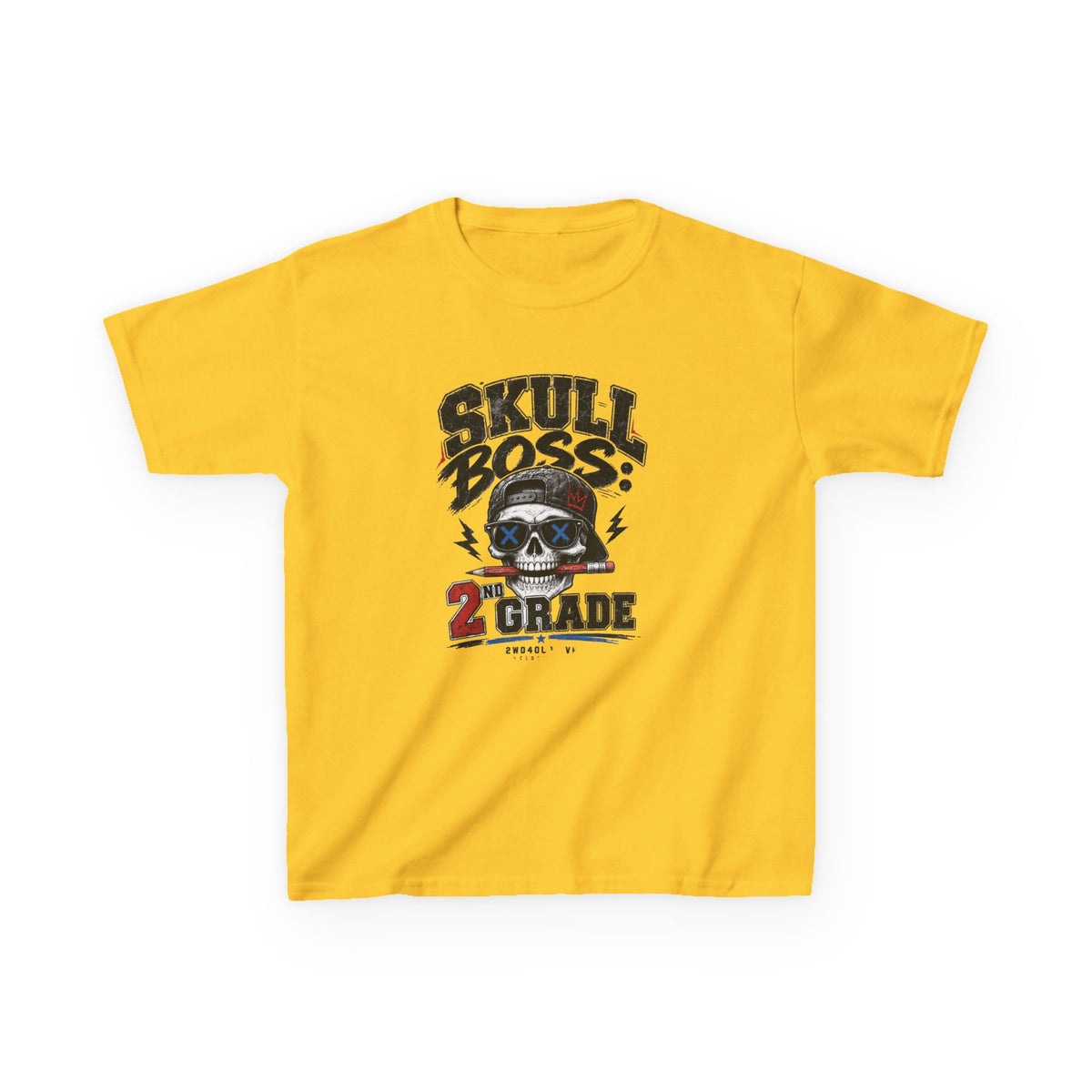 Kids Tee — "Skull Boss 2nd Grade" Back-to-School Graphic Shirt