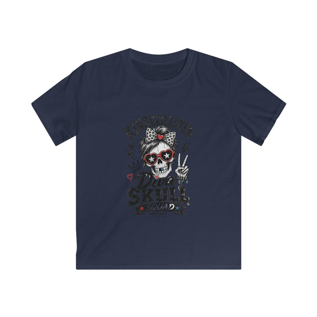 Kids Tee — "Kindergarten Diva Skull Squad" Graphic Shirt