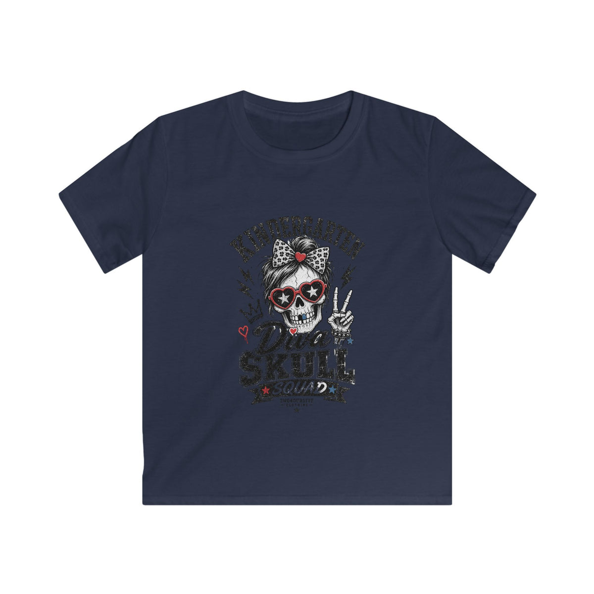 Kids Tee — "Kindergarten Diva Skull Squad" Graphic Shirt