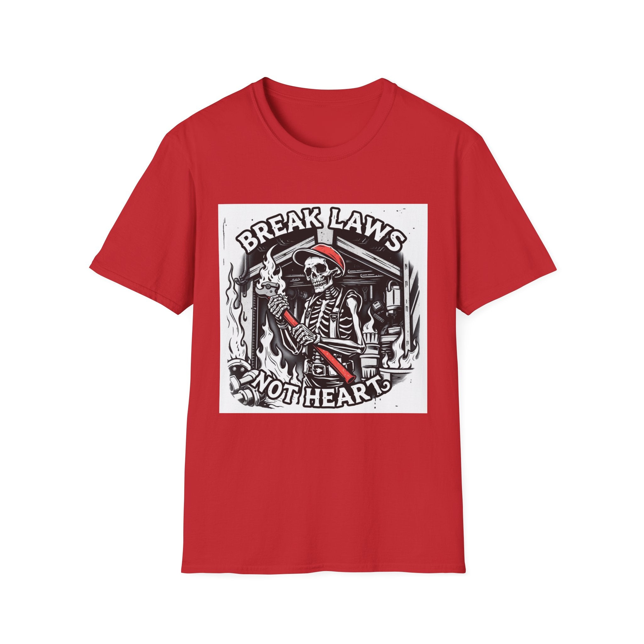 Break Laws Not Hearts Skeleton Guitar T-Shirt