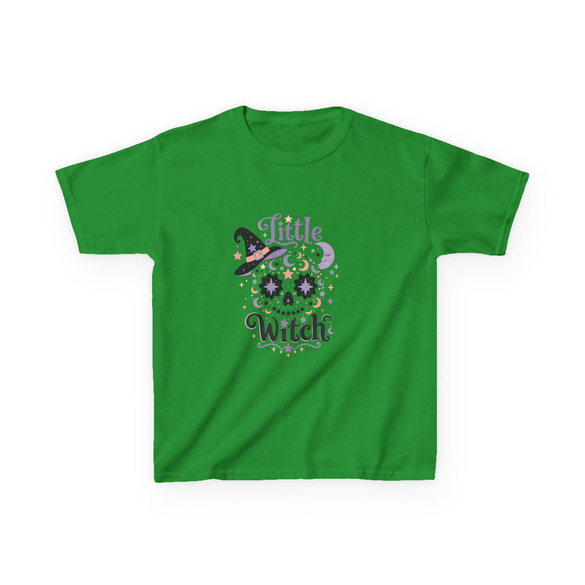 Kids T-Shirt - "Little Witch" Halloween Skull Design