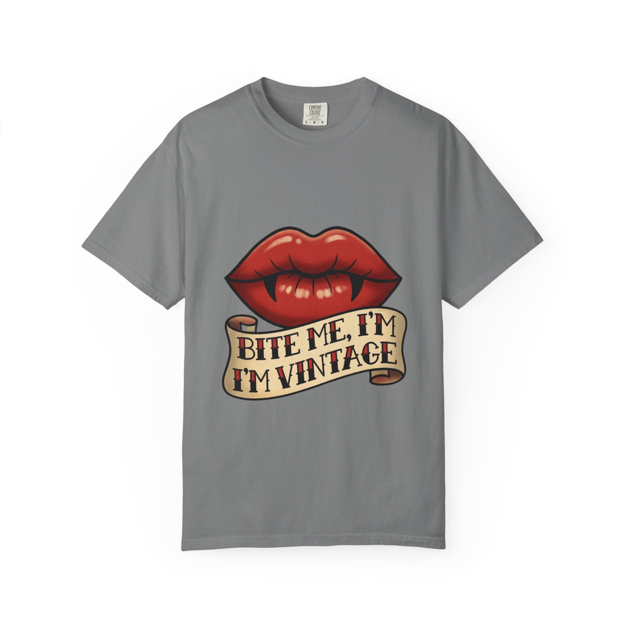 Vintage Tattoo Lips T-Shirt — "Bite Me, I'm Vintage" Graphic Tee