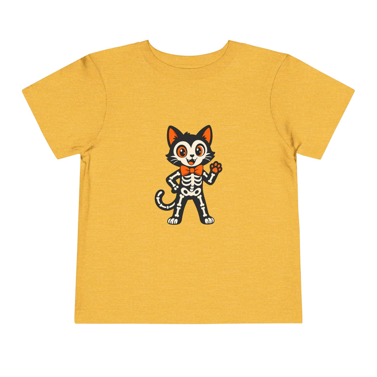 Toddler Tee — Cute Cat Skeleton Halloween Shirt