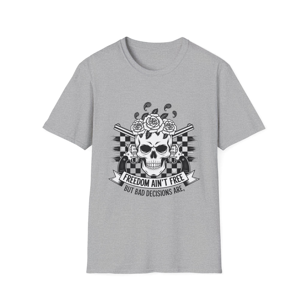 Skull & Roses T‑Shirt — “Freedom Ain’t Free” Racing Flag Graphic
