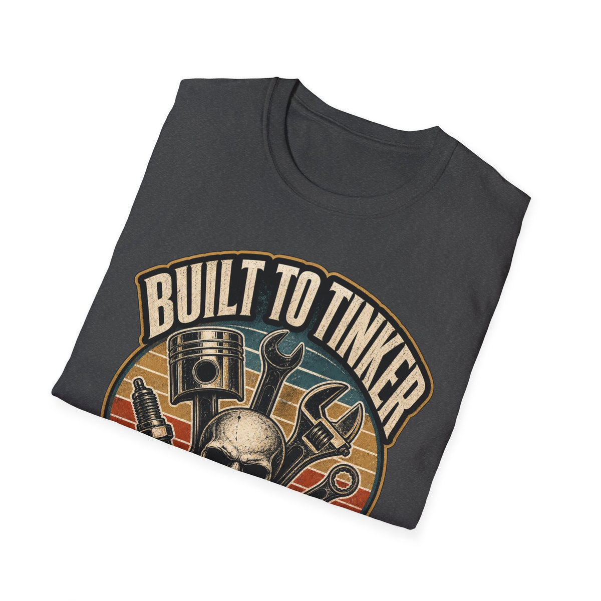 Built to Tinker Car Parts and Tools Tee — Vintage Mechanic Skull Shirt