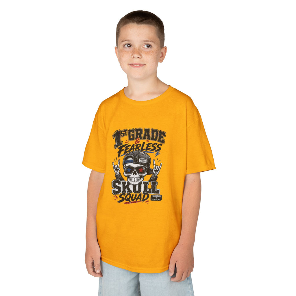Kids Skull Squad T‑Shirt – 1st Grade Fearless Design