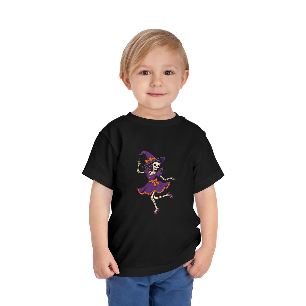 Toddler Witch Skeleton Tee — Cute Dancing Skeleton Halloween Shirt for Kids