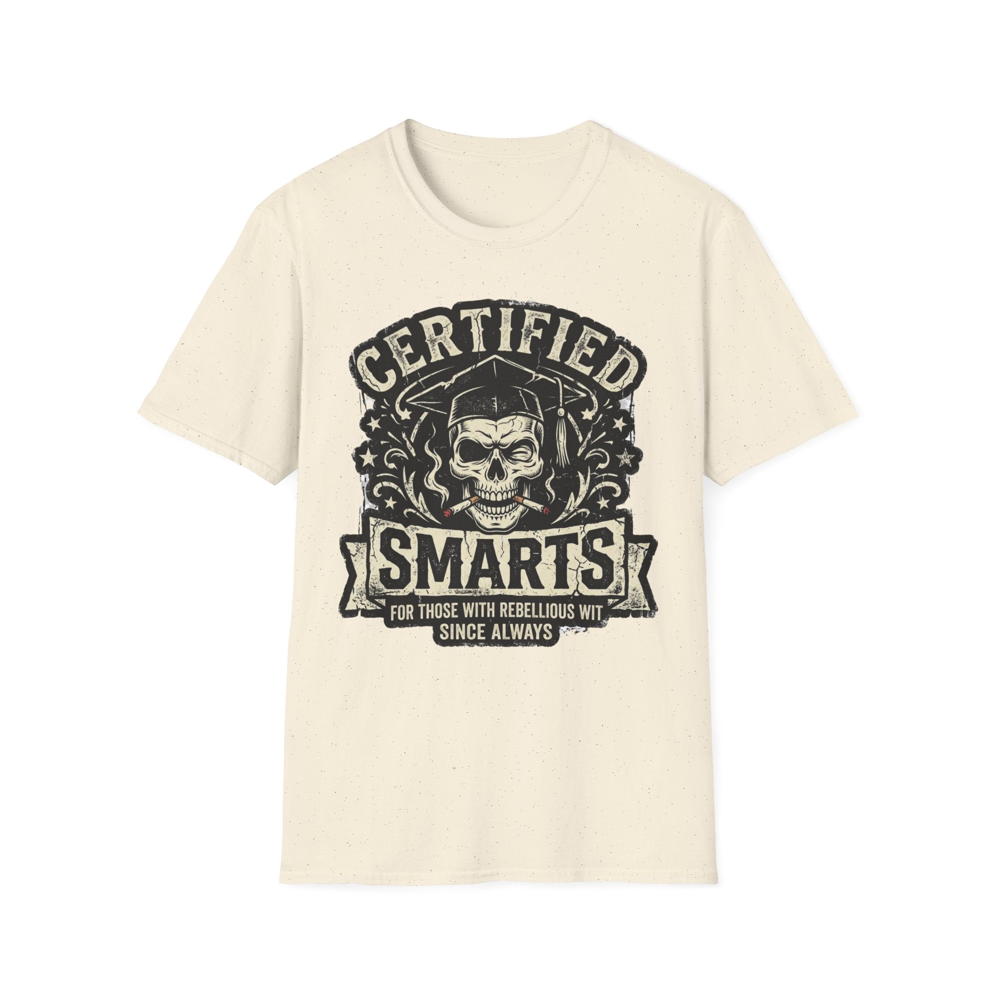 Certified Smarts Skull T-Shirt – Funny Rebel Geek Graphic Tee
