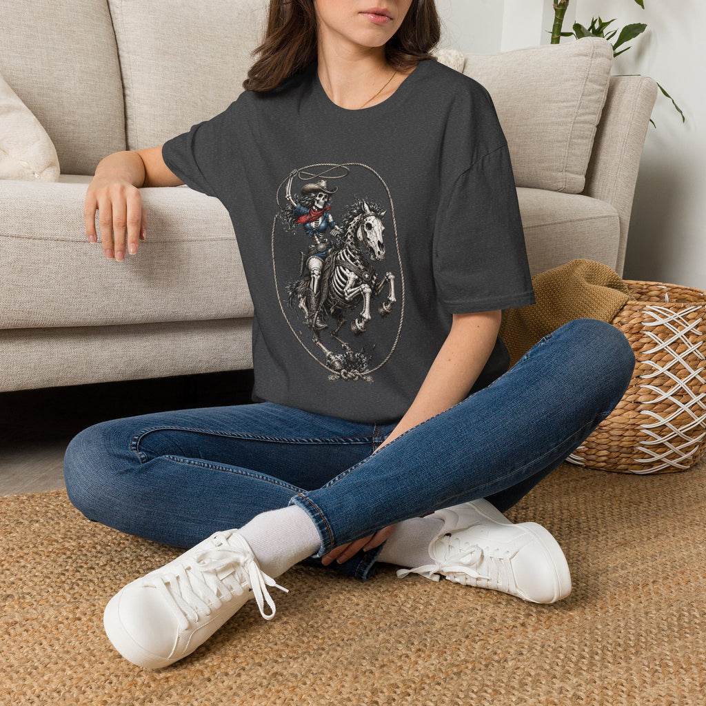 Skeleton Cowboy Riding Horse T-Shirt — Western Gothic Rodeo Tee