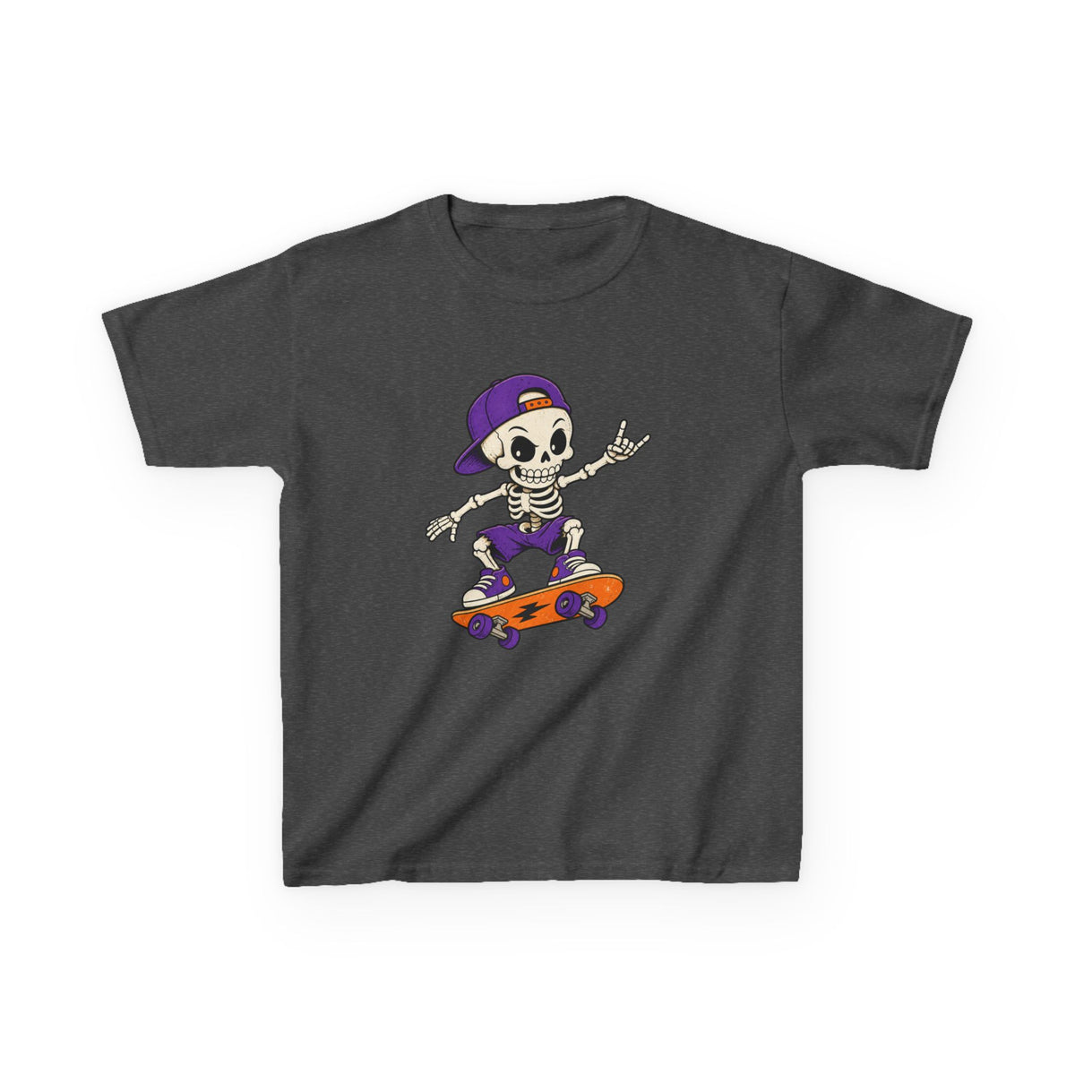 Kids Skateboard Skeleton T-Shirt – Cool Skateboarder Graphic Tee for Boys & Girls