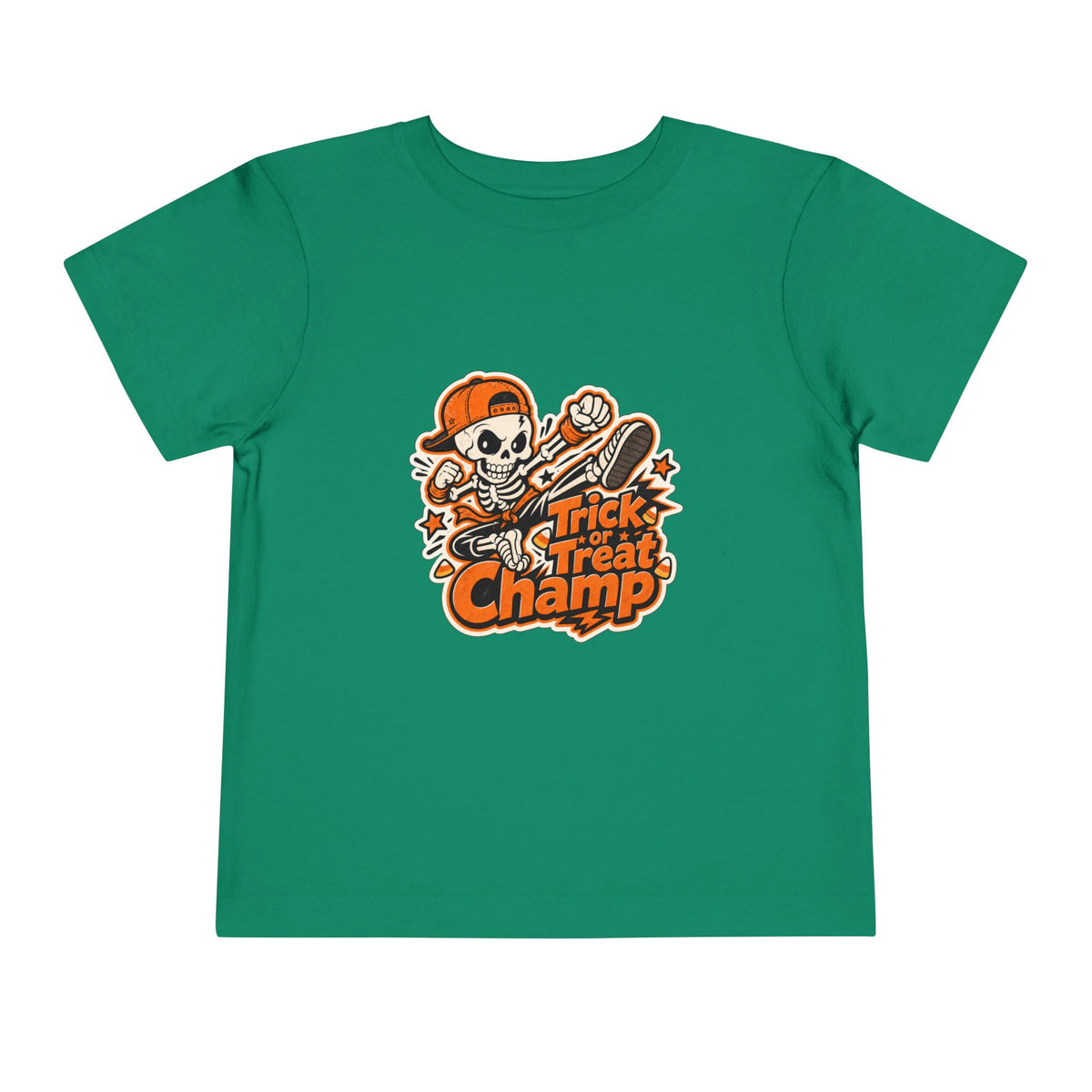 Toddler Tee — 'Trick or Treat Champ' Halloween Skeleton Skate Graphic