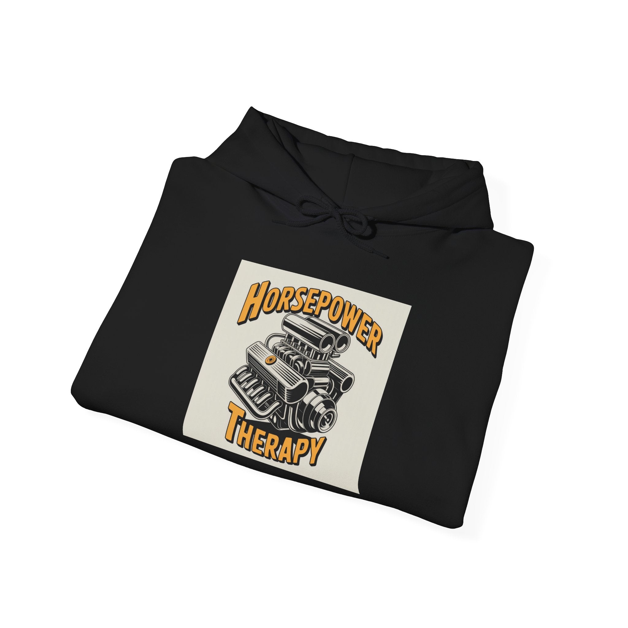 Horsepower Therapy Hoodie – Vintage Engine Graphic Pullover for Car Lovers