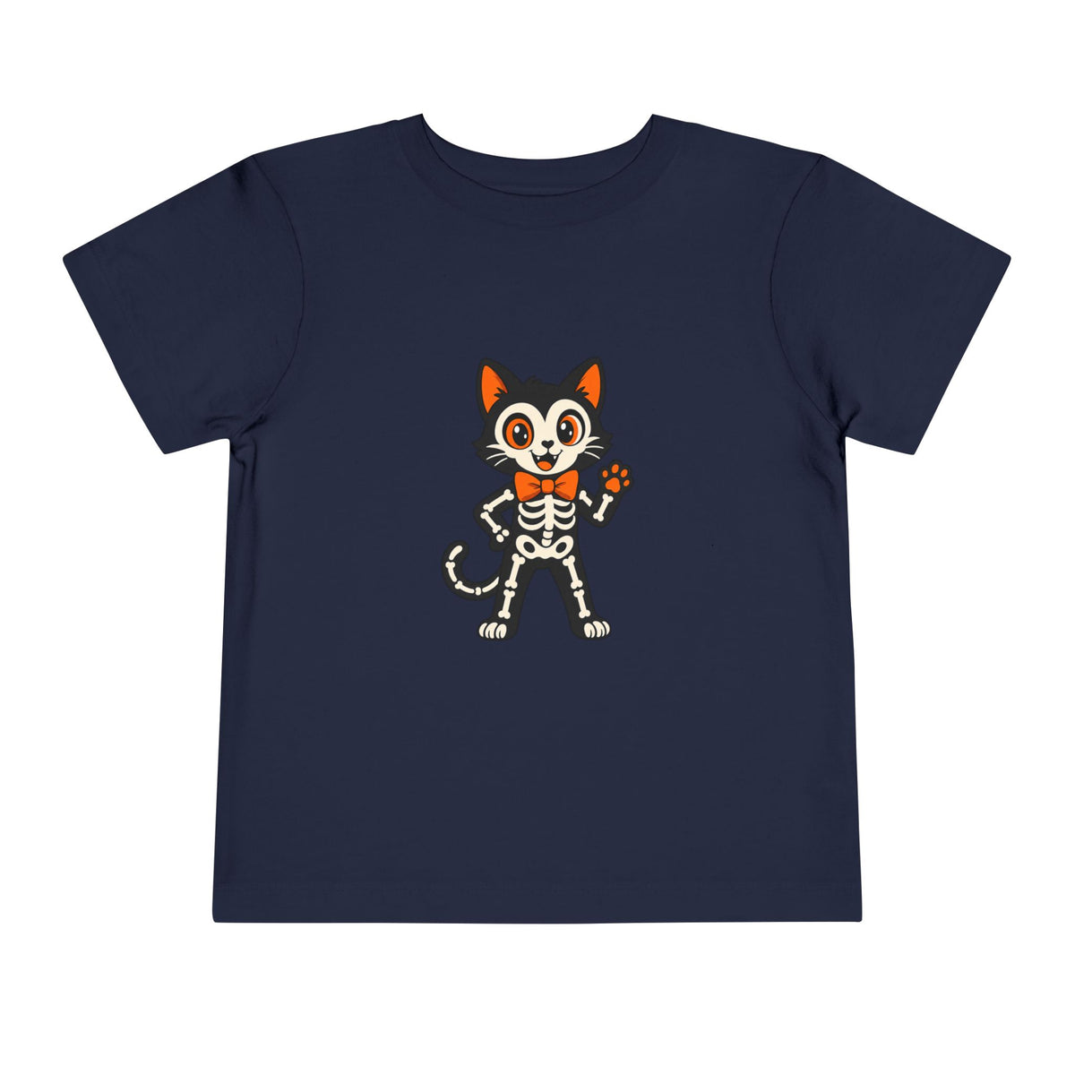 Toddler Tee — Cute Cat Skeleton Halloween Shirt