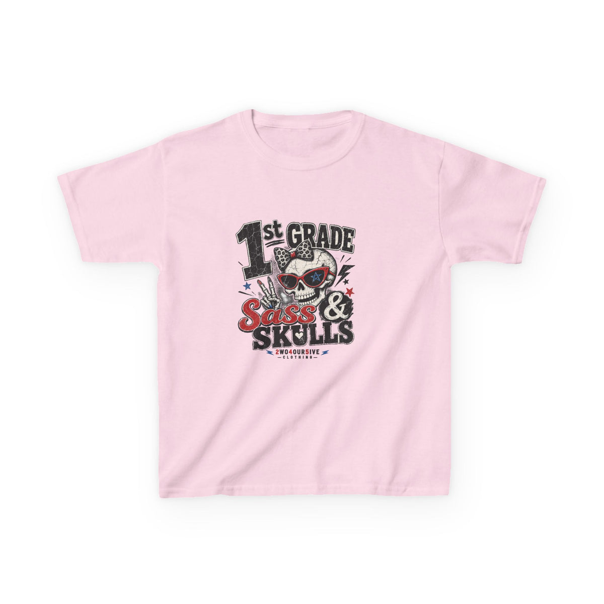 1st Grade Skulls & Sparks Kids Tee — Cute Rocker School Shirt for Back to School