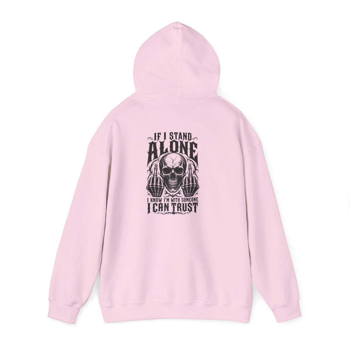 Skull Graphic Hoodie - "Alone I Can Trust" Gothic Skull Back Print