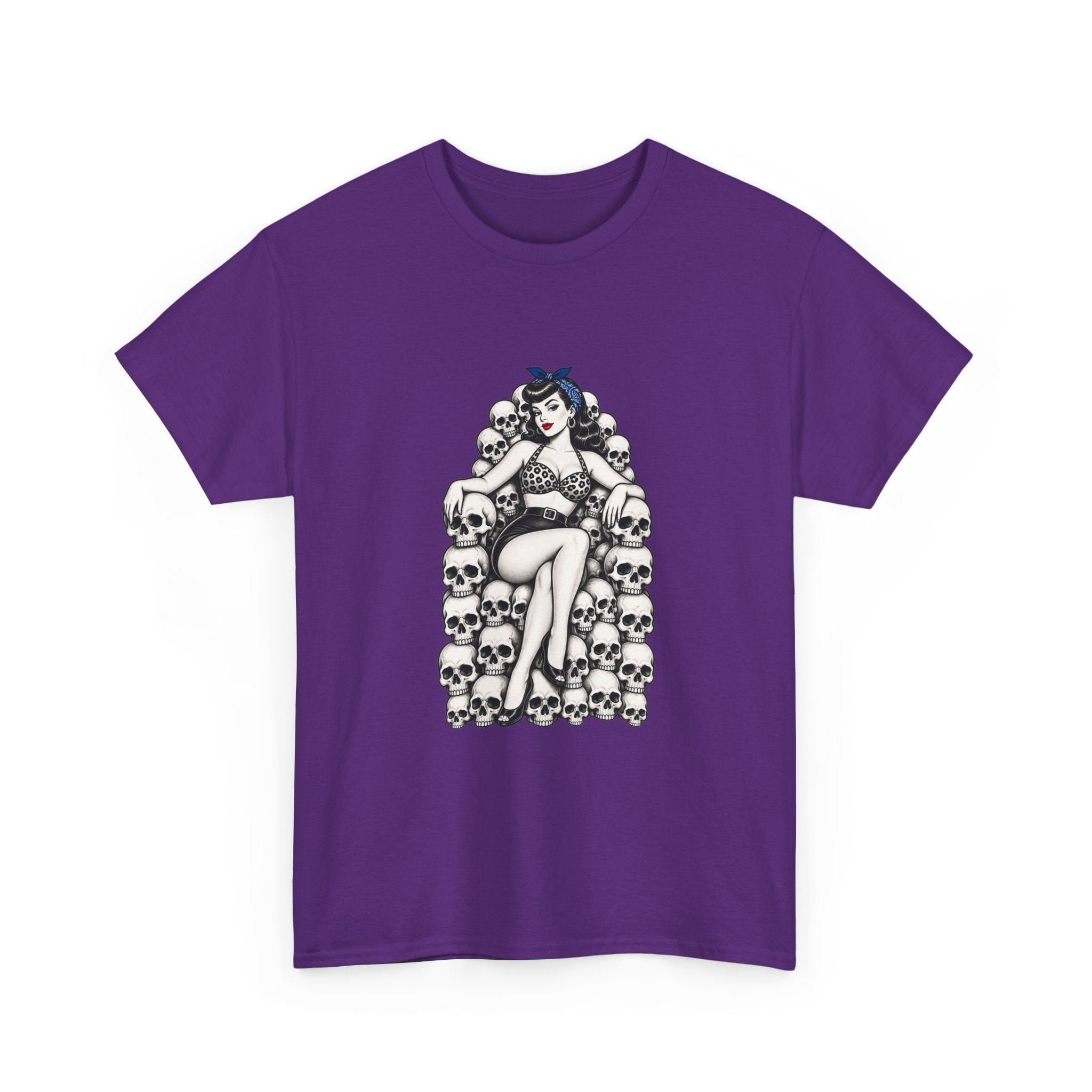 Skull Throne Pin-Up T-Shirt — Retro Goth Rockabilly Tee