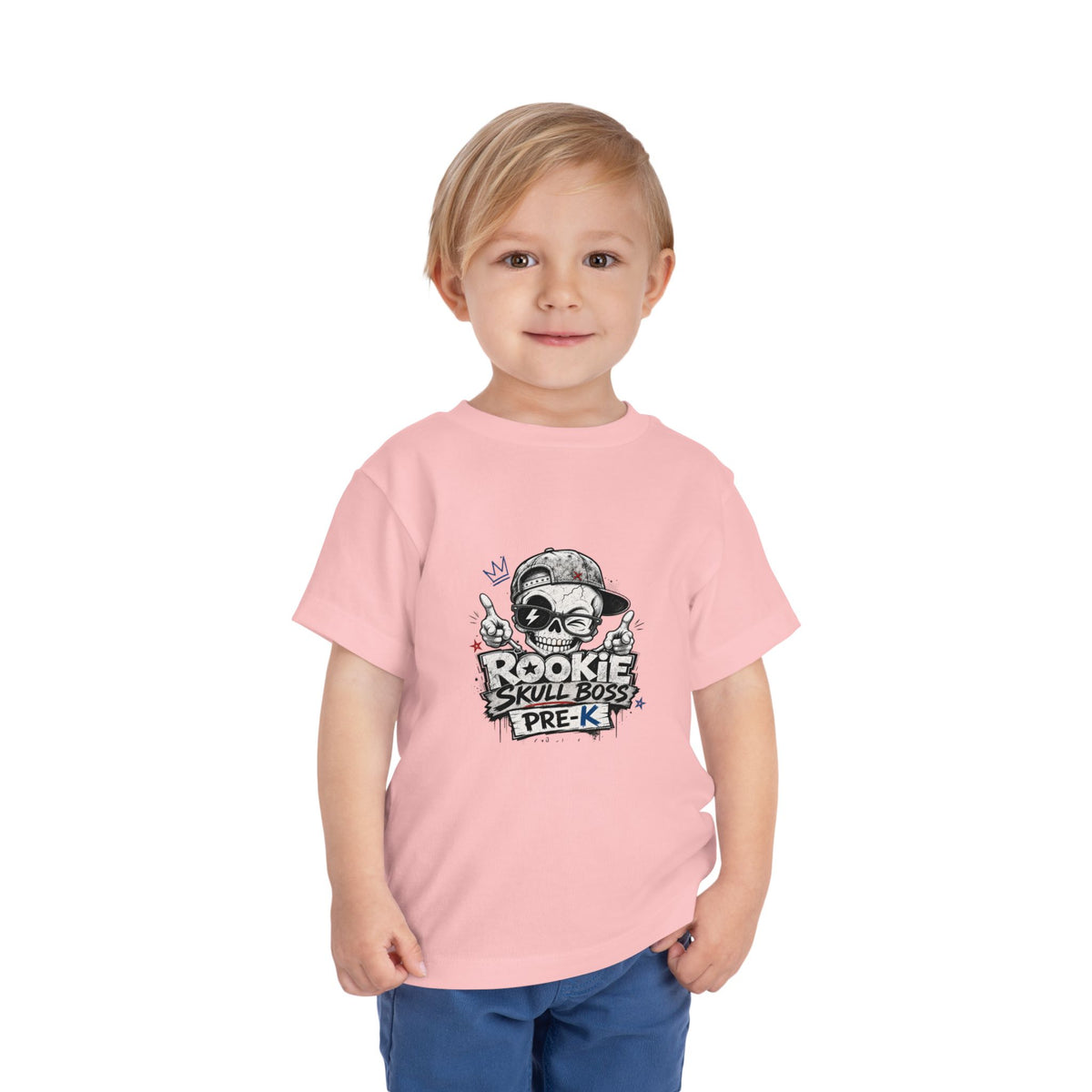 Toddler Tee — "Rookie Skull Boss Pre-K" Graphic Shirt