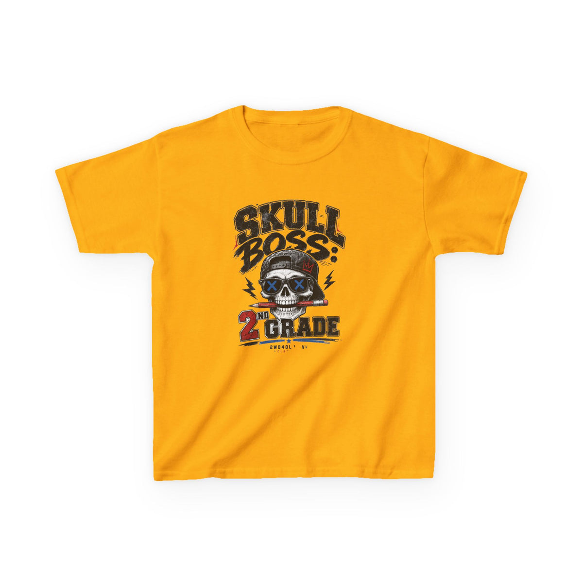 Kids Tee — "Skull Boss 2nd Grade" Back-to-School Graphic Shirt