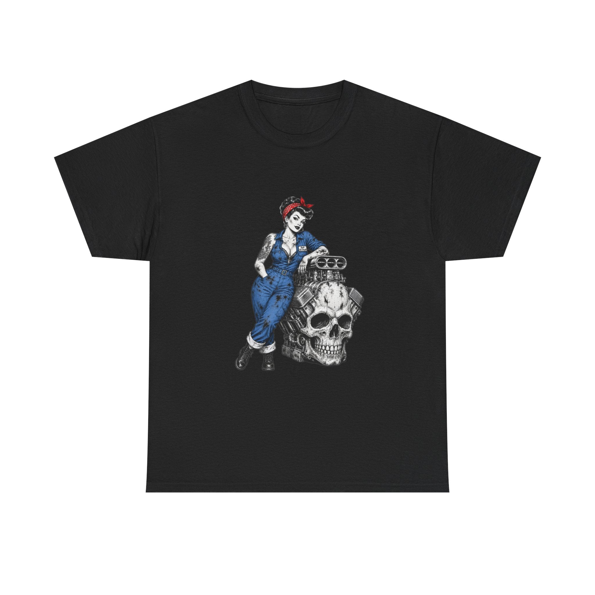 Rosie the Riveter Skull Tee — Feminist Retro Workwear Graphic T-Shirt