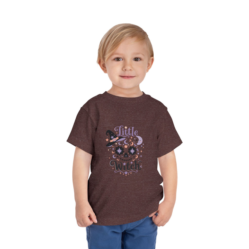 Toddler Tee — "Little Witch" Halloween Skull Hat Graphic