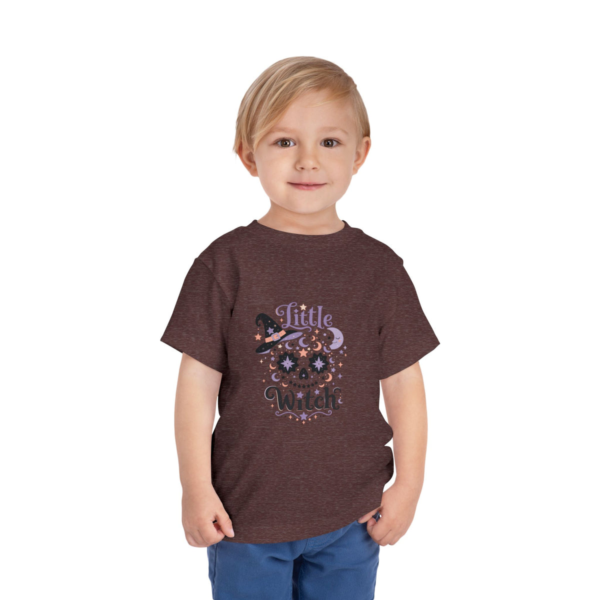 Toddler Tee — "Little Witch" Halloween Skull Hat Graphic