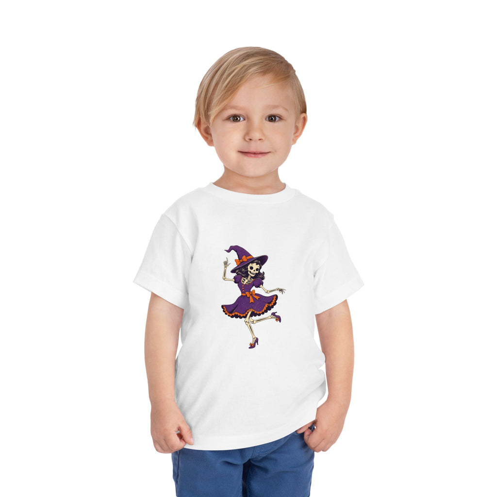 Toddler Witch Skeleton Tee — Cute Dancing Skeleton Halloween Shirt for Kids