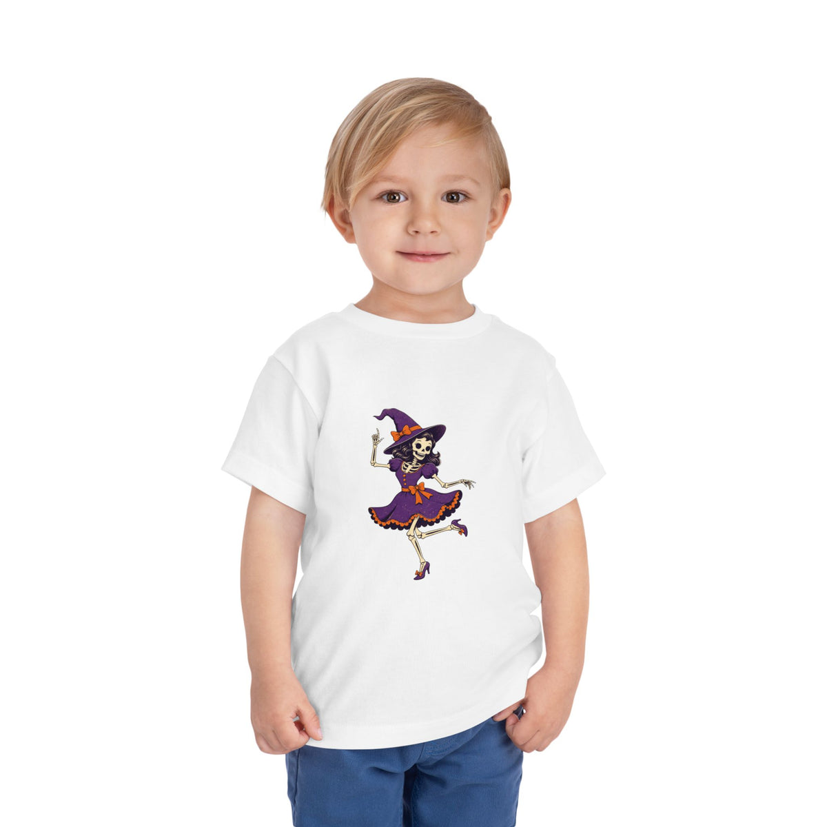 Toddler Witch Skeleton Tee — Cute Dancing Skeleton Halloween Shirt for Kids