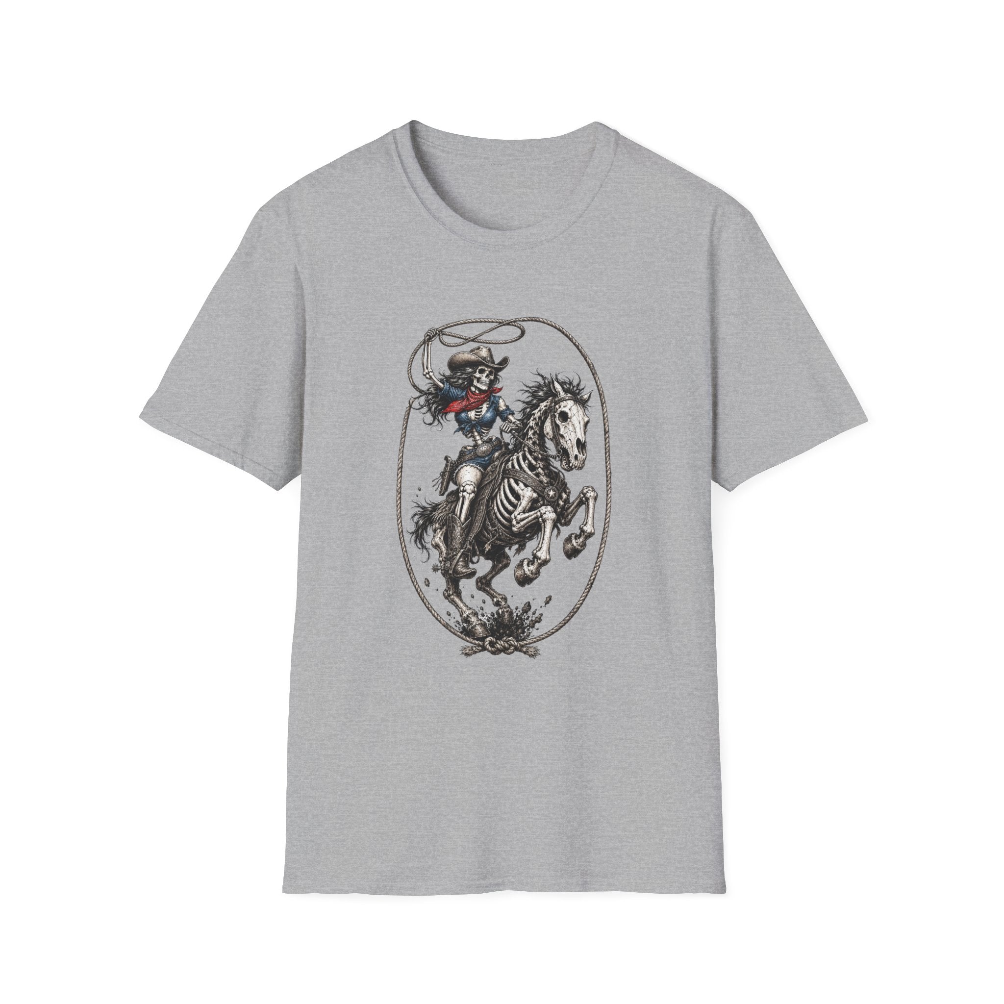 Skeleton Cowboy Riding Horse T-Shirt — Western Gothic Rodeo Tee
