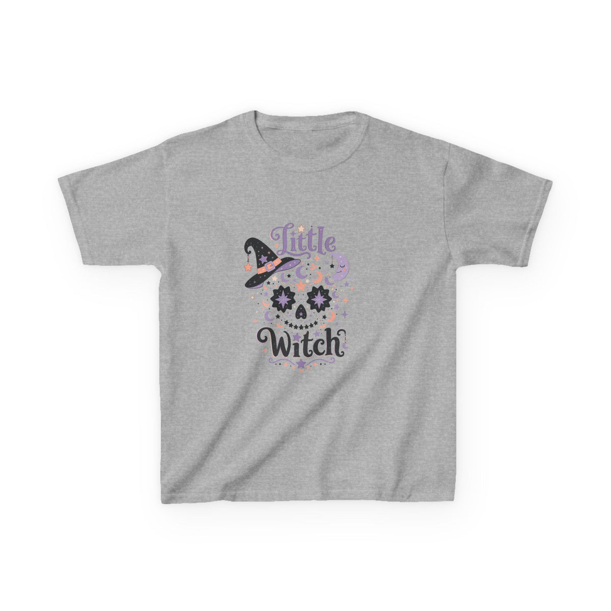 Kids T-Shirt - "Little Witch" Halloween Skull Design