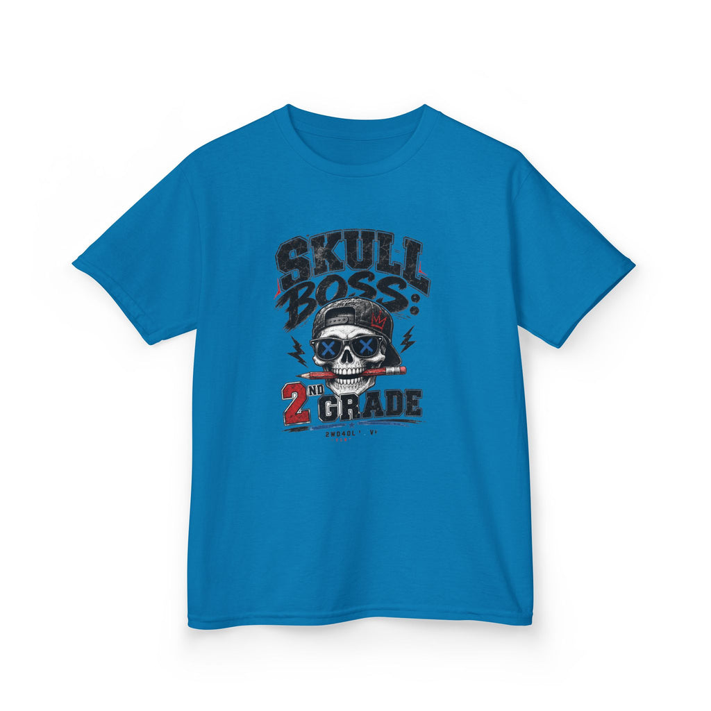 Kids Tee — "Skull Boss 2nd Grade" Back-to-School Graphic Shirt