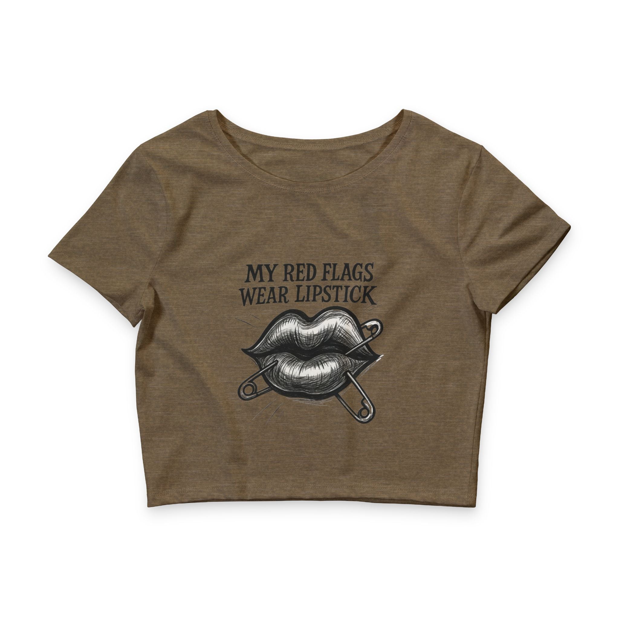 Crop Tee — "My Red Flags Wear Lipstick" Graphic Top
