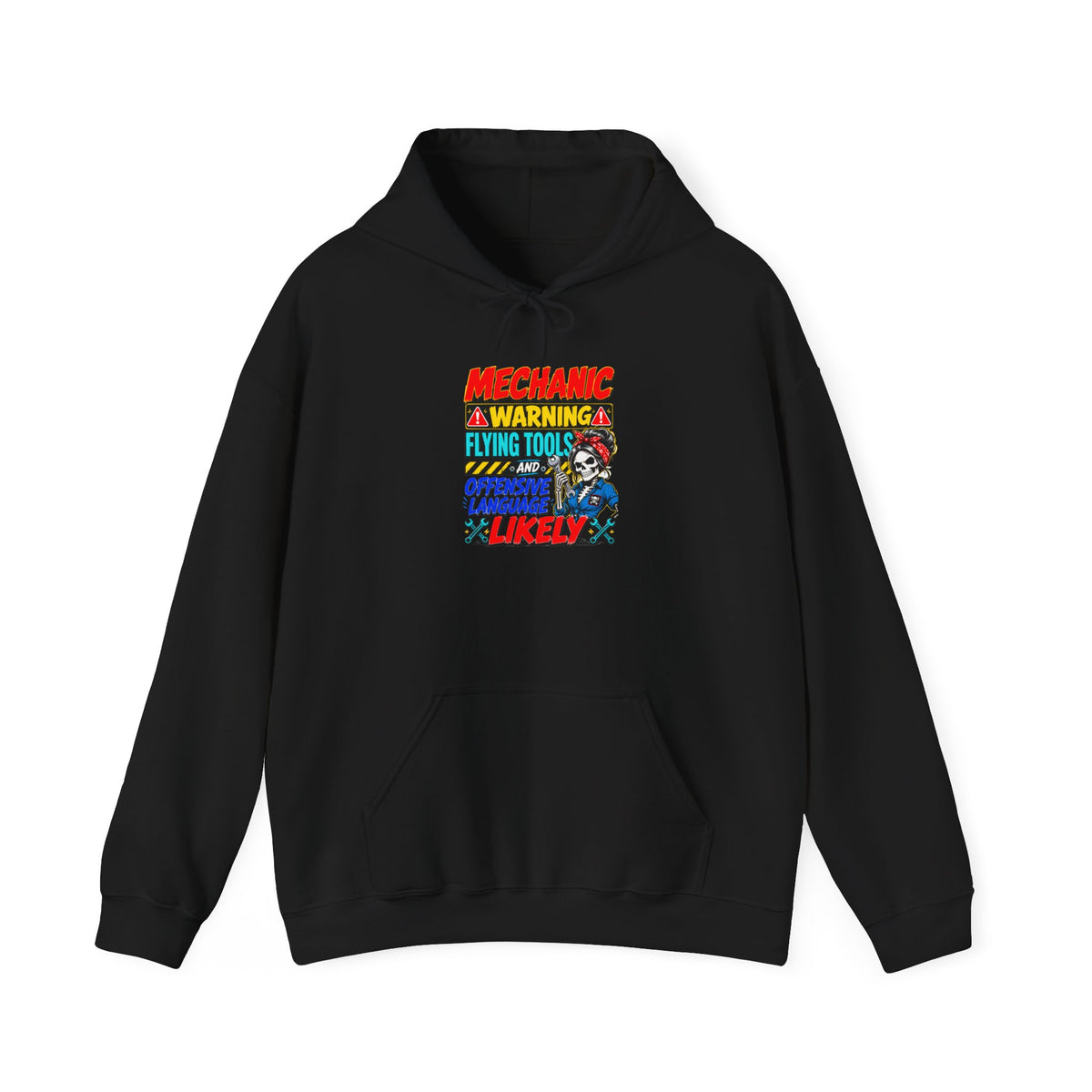 Mechanic Warning Hoodie | Flying Tools & Offensive Language