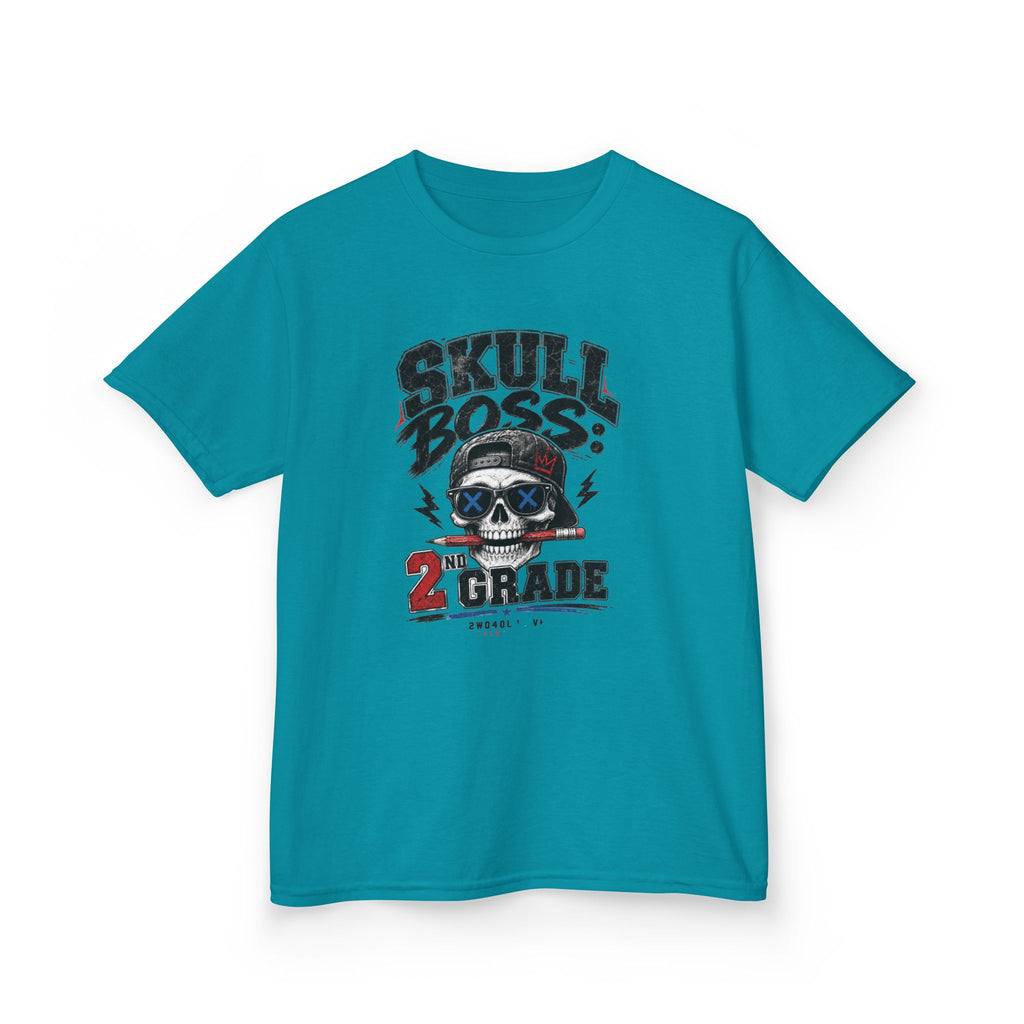 Kids Tee — "Skull Boss 2nd Grade" Back-to-School Graphic Shirt